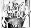 Carnaval au bistrot (�tude). Paris. Winter~Spring/1909. 24.2 x 27.5 cm. Lead pencil & watercolor on paper. Mus�e Picasso, Paris. 