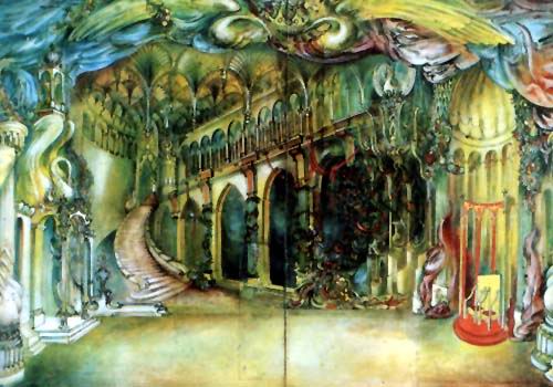 Stage set for Swan Lake