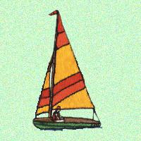 Sailing Ship with Colorful Sails