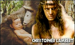 Christophe Lambert as Tarzan and as a baby cradled by Kala