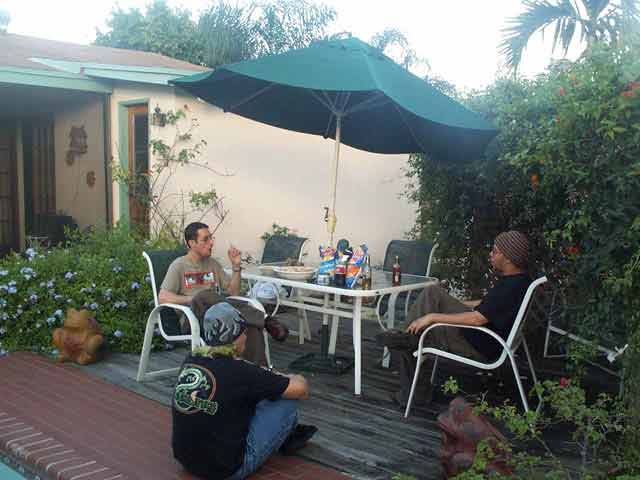 Everyone chillin while the food is grillin