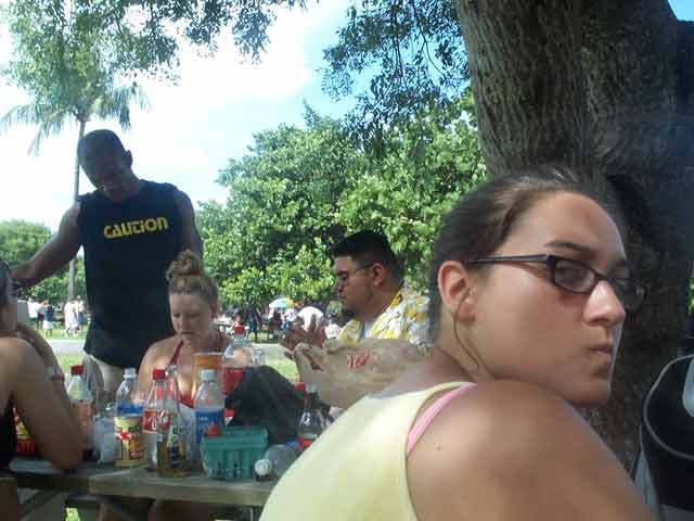 Rara making a face while everyone gets ready to chow down