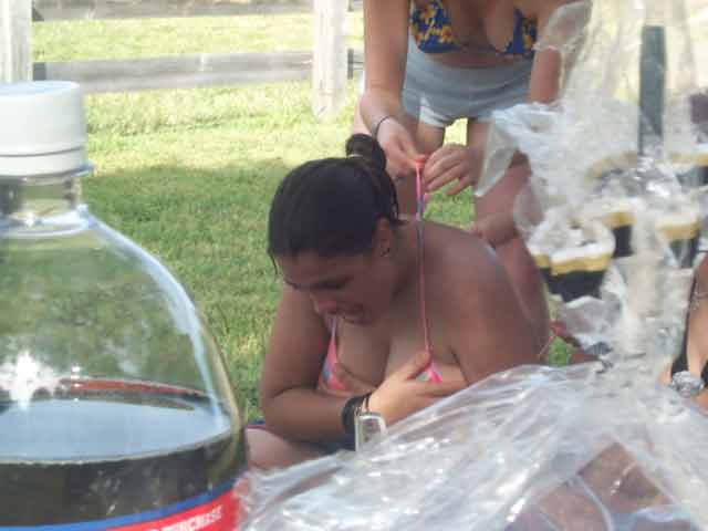 Jenny Clings for Dear Life to Her Bikini Top