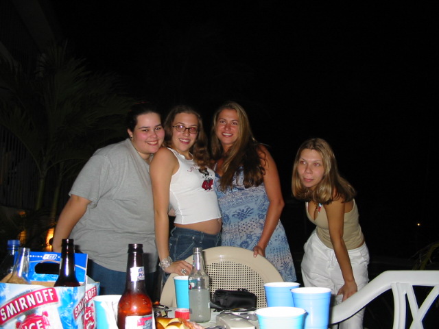 Michelle, me, and Liz look all cute and then Sibi's off on some other planet.