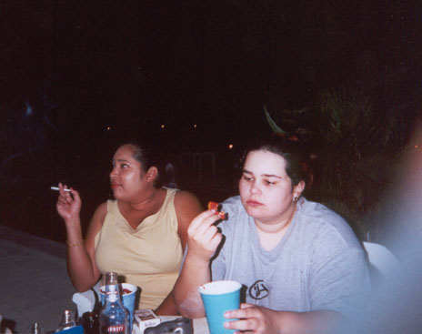 Michelle contemplating the source of her drunkeness