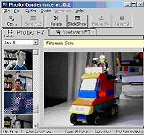 Photo Conference lets us enjoy face-to-face communication. While chatting on the Internet: use your webcam to send each other snapshot images. Easy viewing of all sent/received photos.