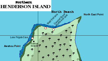 Henderson Island Map - detail of North of Island
