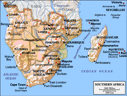 Southern Africa map