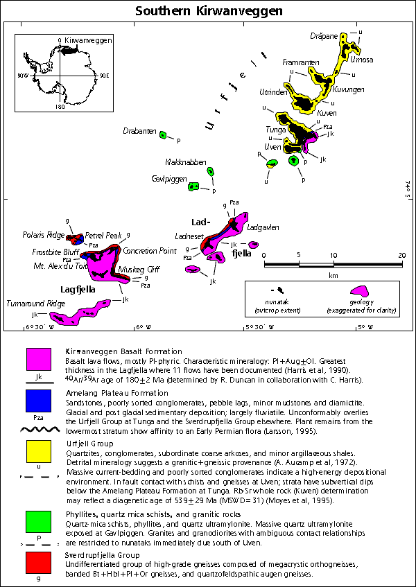 Southern Kirwanveggen geologic map