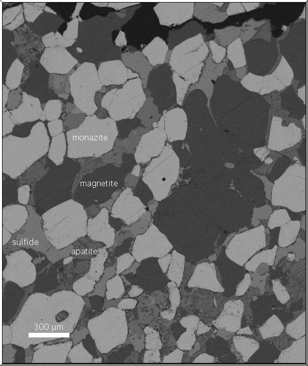 Steenkampskraal monazite ore, BSE image