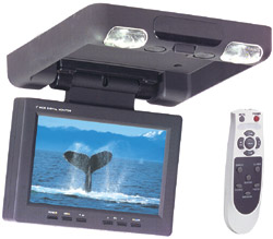 7" LCD Widescreen with remote / 2 A/V Inputs / Integrated Dome lights / Wireless FM Modulator / biult-in speaker = $229.00
