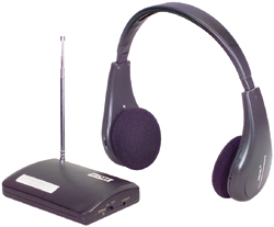 Wireless Headphones with transmitter and cigarette lighter plug adapter / 3.5 mm stereo jack input = $39.99