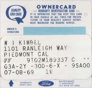 Original ownercard