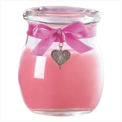 Pink Lotus Scent Jar Candle with Heart Charm