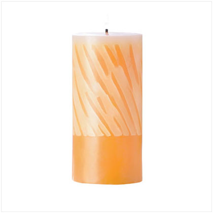 Orange & White Pillar Candle - Peach 6" high