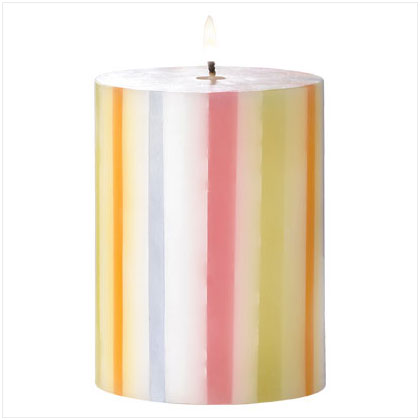 Candy Striped Pillar Candle - Spring scent 4" high
