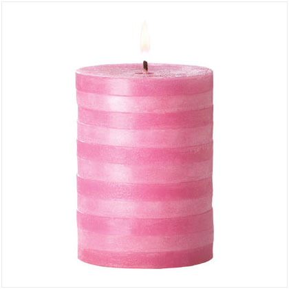Pink Striped Pillar Candle - Spring scent 4" high