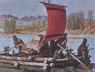 A painting of the first cargo from the USACE Navigation History Site.