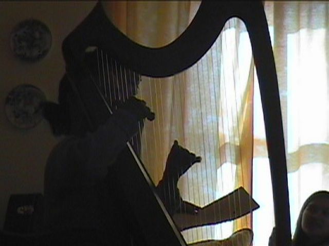 Wendy and Rachael Playing Harp, Singing