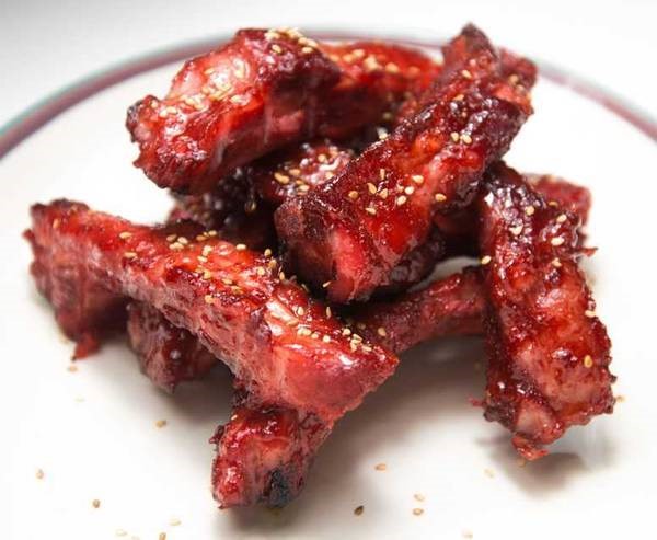 Ribs on white plate