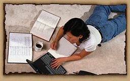 Amanda hard at work on her websites.