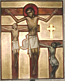 cross plaque inside chapel