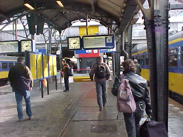 getting off the train in Amsterdam