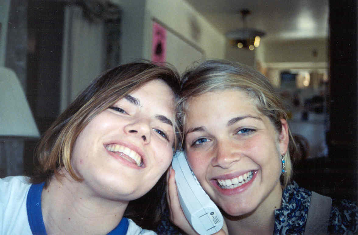 My awesome roomie Becca and I.&nbsp; (You can see right up my NOSE!)