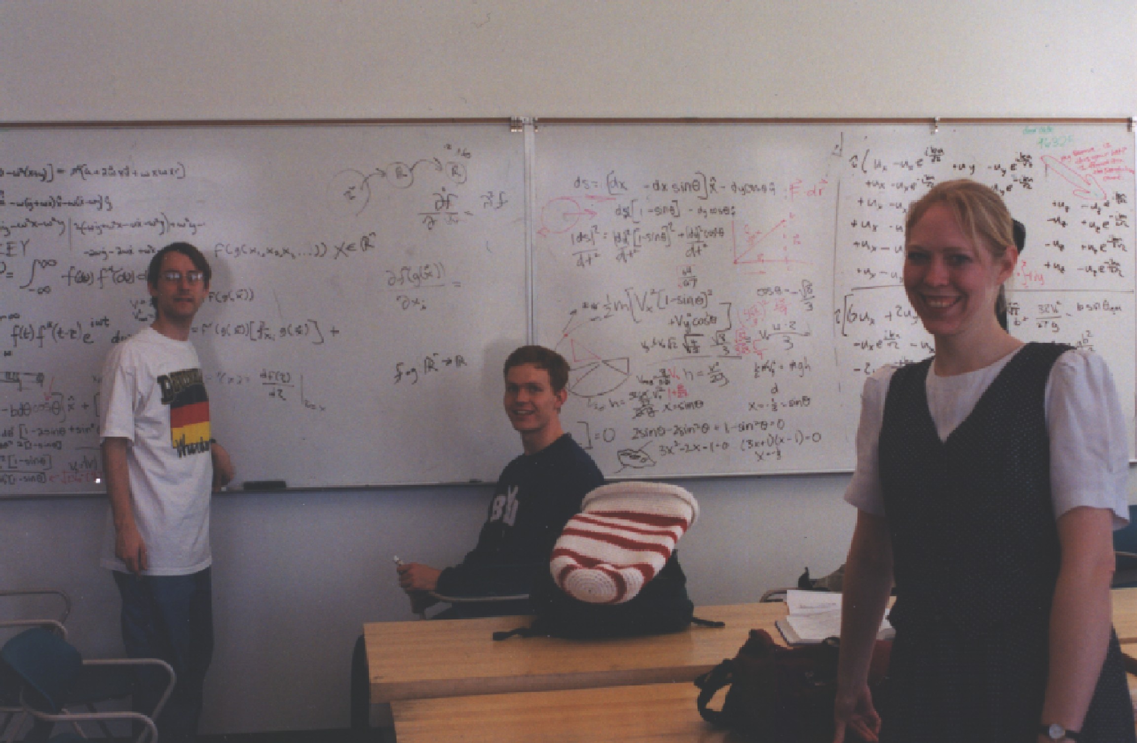 White board crew:&nbsp; James the pentium IV, Nick the double math/phys major, Bonnie the laser goddess