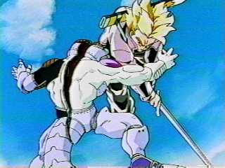 Freeza being CUT in TWO by future Trunks