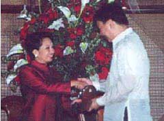 Her  Excellency   Gloria  Macapagal - Arroyo   Congratulates Mayor   Randolph   S.   Ting  as  one   of   the   2002   Local  Government  Leadership   Awards   Most   Outstanding  City Mayor in the Country among the 114 Philippine City Mayors