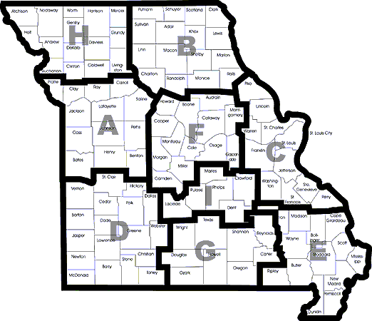 Missouri State Highway Patrol Troop Map Missouri State Highway Patrol (C) Michael W. Scheel