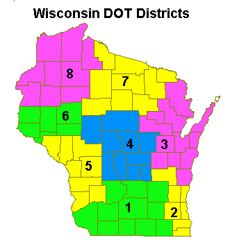 Wisconsin DOT's Districts