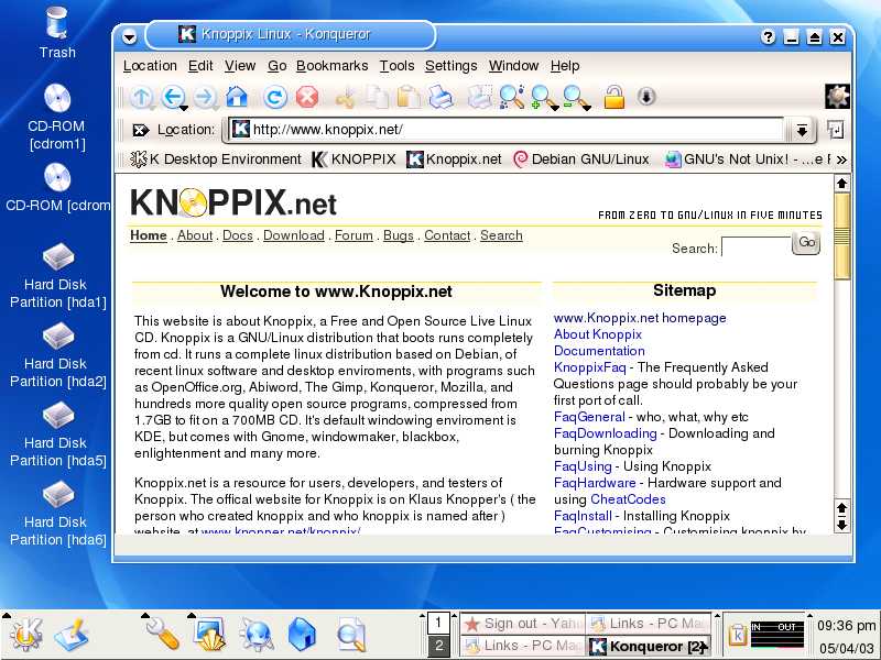 I don't know why I first typed http://www.knoppix.com. Anyway I got right WEB site. Who said small (unknown) distribution?