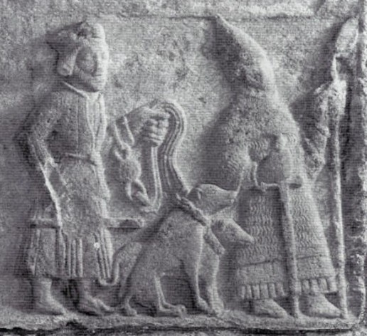 A Galloglaich and Hunting dogs - 16th Century Tomb Effigy