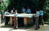 playing table tennis