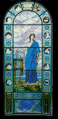 Vitral:Ur&acric;nia, a musa da Astronomia. MAST-CNPq/RJ