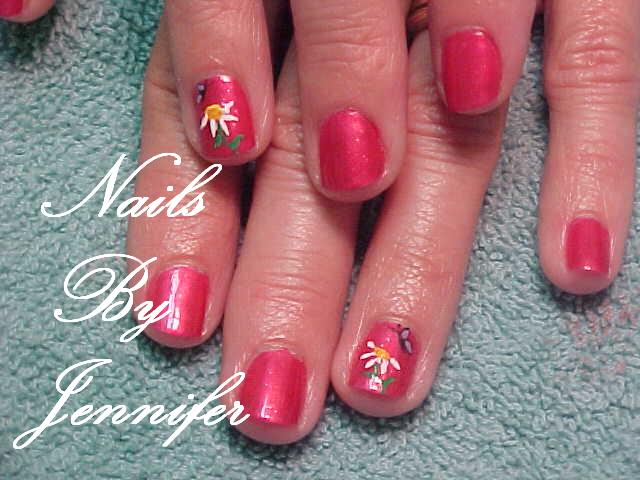Natural Nails with Hand Painted Art