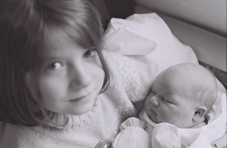 sweet new third grandchild Allison with big sister Natalie