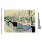 Digby Nova Scotia Fishing Boats Watercolor Greeting Card by NANCE