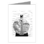 Swan Pen and Ink Greeting Card by NANCE