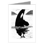 Killer Whale Pen and Ink Greeting Card by NANCE