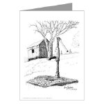 Old Country Waterpump Pen and Ink Drawing Greeting Card By NANCE