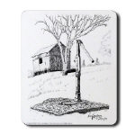 Old Country Waterpump and Shed Pen and Ink Mousepad by NANCE