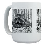 Raccoon Pen and Ink 15oz Mug by NANCE