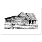 Old Country Woodshed Pen and Ink 11 X 17 Poster/Print by NANCE