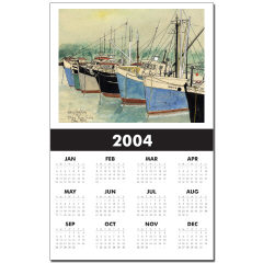 Digby Nova Scotia Fishing Boats Watercolor Calendar Print by NANCE
