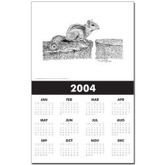 Chipmunk Pen and Ink Calendar Print by NANCE
