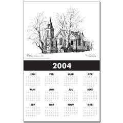 St. Andrews Presbyterian Church Stirling Ontario Canada Pen and Ink Calendar Print by NANCE