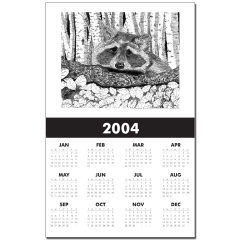 Raccoon Pen and Ink Calendar Print by NANCE
